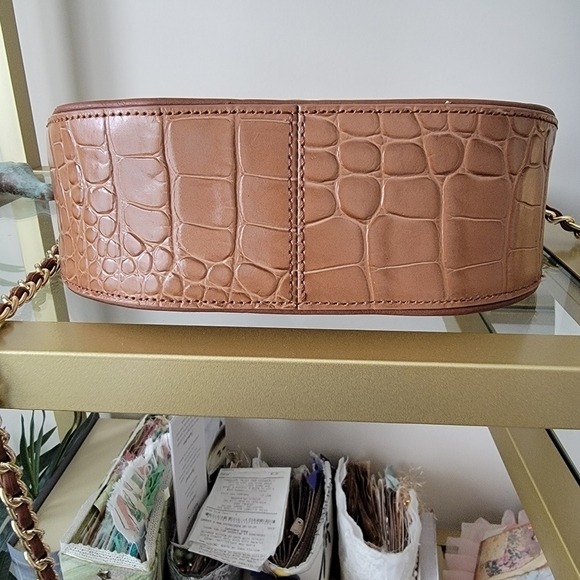 NWOT Talbots Brown Leather Crocodile Crossbody Bag/ Purse - Picture 9 of 11